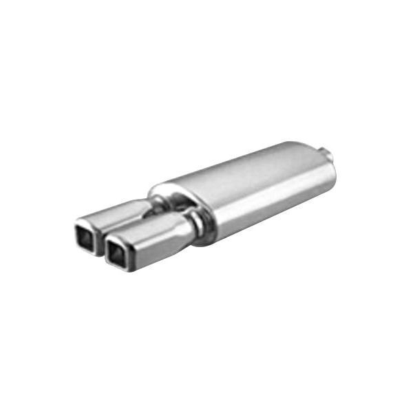 Thunderbolt® - Stainless Steel Oval Silver Exhaust Muffler with Dual Square Tips