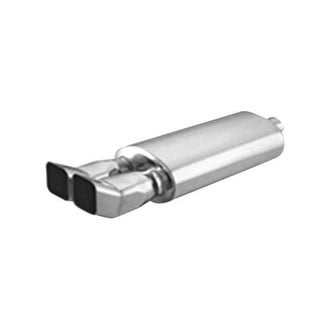 Thunderbolt® - Stainless Steel Oval Silver Exhaust Muffler with Dual Square Turn Up Slant Tips (2.25" ID, 14" Length)