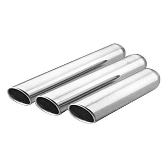 Thunderbolt® - Hi-Polished Truck Style Round Rolled Edge Angle Cut Weld-On Polished Exhaust Tip (2.5" Inlet, 3.5" Outlet, 18" Length)