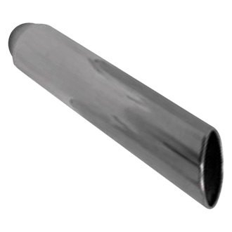 Thunderbolt® - Hi-Polished Truck Style Round Rolled Edge Angle Cut Weld-On Polished Exhaust Tip (2.5" Inlet, 4" Outlet, 18" Length)