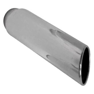 Thunderbolt® - Hi-Polished Truck Style Round Rolled Edge Angle Cut Weld-On Polished Exhaust Tip (2.5" Inlet, 3.5" Outlet, 12" Length)