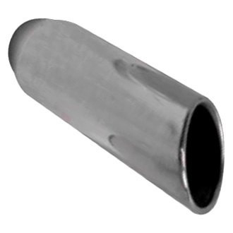 Thunderbolt® - Hi-Polished Truck Style Round Rolled Edge Angle Cut Weld-On Polished Exhaust Tip (2.25" Inlet, 4" Outlet, 12" Length)