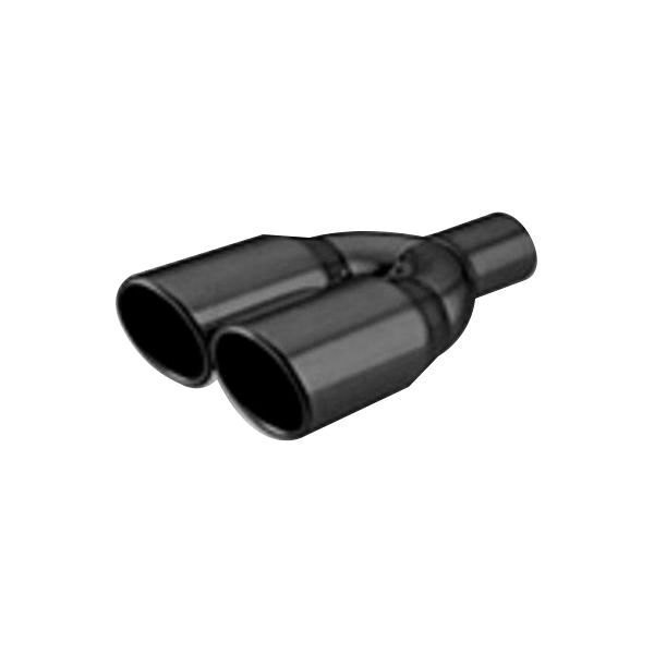 Thunderbolt® - Stainless Steel Round Rolled Edge Angle Cut Dual Black Chrome Exhaust Tip