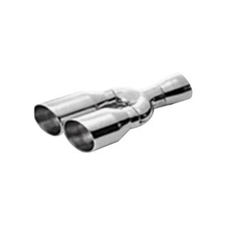Thunderbolt® - Stainless Steel Round Rolled Edge Angle Cut Weld-On Dual Polished Exhaust Tip (3" Inlet, 3.5" Outlet, 14" Length)