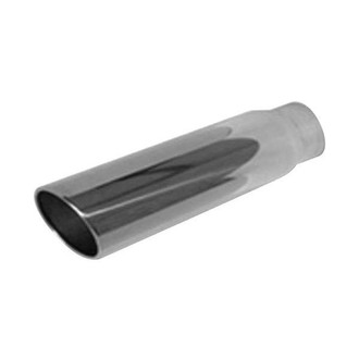 Thunderbolt® - Hi-Polished Round Rolled Edge Angle Cut Weld-On Single-Wall Polished Exhaust Tip (4" Inlet, 5" Outlet, 18" Length)