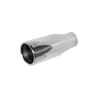 Thunderbolt® - Hi-Polished Round Resonated Rolled Edge Straight Cut Weld-On Double-Wall Polished Exhaust Tip (2.25" Inlet, 3" Outlet, 8" Length)