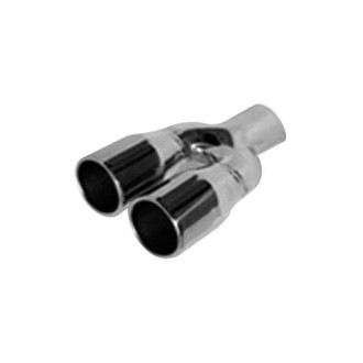 Thunderbolt® - Stainless Steel Round Rolled Edge Straight Cut Weld-On Dual Polished Exhaust Tip (2.25" Inlet, 3.5" Outlet, 9.5" Length)