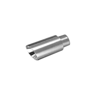 Thunderbolt® - Hi-Polished Round Rolled Edge Angle Cut Weld-On Double-Wall Polished Exhaust Tip (2.25" Inlet, 3.5" Outlet, 8" Length)