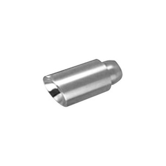 Thunderbolt® - Hi-Polished Round Rolled Edge Angle Cut Weld-On Double-Wall Polished Exhaust Tip (2.25" Inlet, 4" Outlet, 8" Length)
