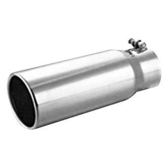 Thunderbolt® - Hi-Polished Stainless Steel Pencil Style Round Rolled Edge Straight Cut Weld-On Polished Exhaust Tip (4" Inlet, 5" Outlet, 12" Length)