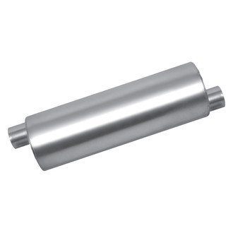Thunderbolt® - Premium Stainless Steel Round Silver Exhaust Muffler (2" Offset ID, 2" Offset OD, 15" Length)