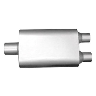 Thunderbolt® - Original Two Chamber 304 SS Oval Hi-Perfomance Gray Exhaust Muffler (2.25" Center ID, 2.25" Dual OD, 13" Length)