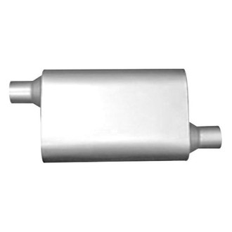 Thunderbolt® - Original Two Chamber 304 SS Oval Hi-Perfomance Gray Exhaust Muffler (2.25" Offset ID, 2.25" Offset OD, 13" Length)