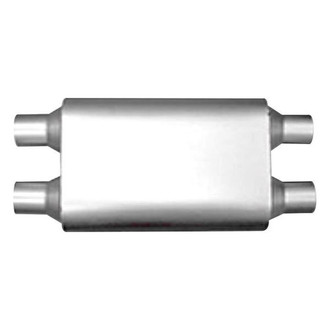 Thunderbolt® - Original Two Chamber 304 SS Oval Hi-Perfomance Gray Exhaust Muffler (2.25" Dual ID, 2.25" Dual OD, 13" Length)