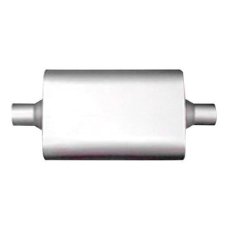 Thunderbolt® - Original Two Chamber 304 SS Oval Hi-Perfomance Gray Exhaust Muffler (2.5" Center ID, 2.5" Center OD, 13" Length)