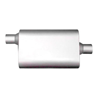 Thunderbolt® - Original Two Chamber 304 SS Oval Hi-Perfomance Gray Exhaust Muffler (2.5" Offset ID, 2.5" Center OD, 13" Length)