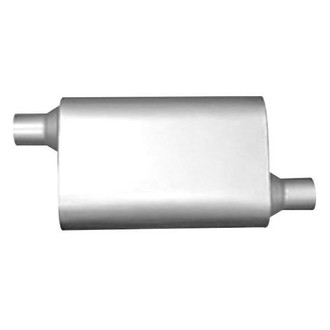 Thunderbolt® - Original Two Chamber 304 SS Oval Hi-Perfomance Gray Exhaust Muffler (2.5" Offset ID, 2.5" Offset OD, 13" Length)