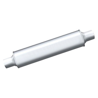 Thunderbolt® - TBM™ Stainless Steel Round Hi-Perfomance Gray Exhaust Muffler (2.5" Center ID, 2.5" Center OD, 22" Length)