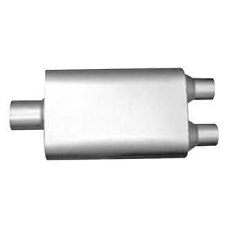 Thunderbolt® - Original Two Chamber 304 SS Oval Hi-Perfomance Gray Exhaust Muffler (3" Center ID, 2.25" Dual OD, 13" Length)