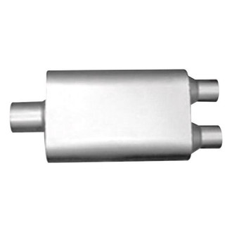 Thunderbolt® - Original Two Chamber 304 SS Oval Hi-Perfomance Gray Exhaust Muffler (2.5" Center ID, 2.5" Dual OD, 13" Length)