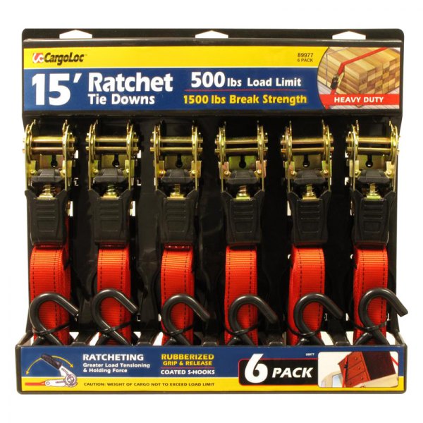 CargoLoc® - 1" x 15' Ratchet Tie Down Straps