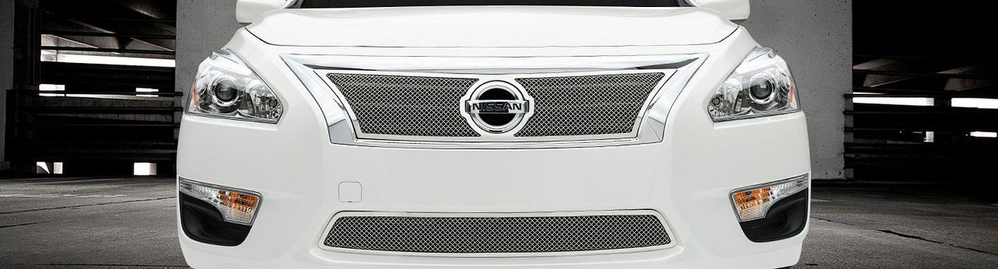APS Compatible with Nissan Altima 2010-2012 Sedan Stainless Black Billet Grille Combo RE-N81057J 