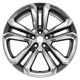 CCI® - Double 5-Spoke Polished Dark Charcoal Metallic Egg Clear 20x8 Alloy Factory Wheel - Replica