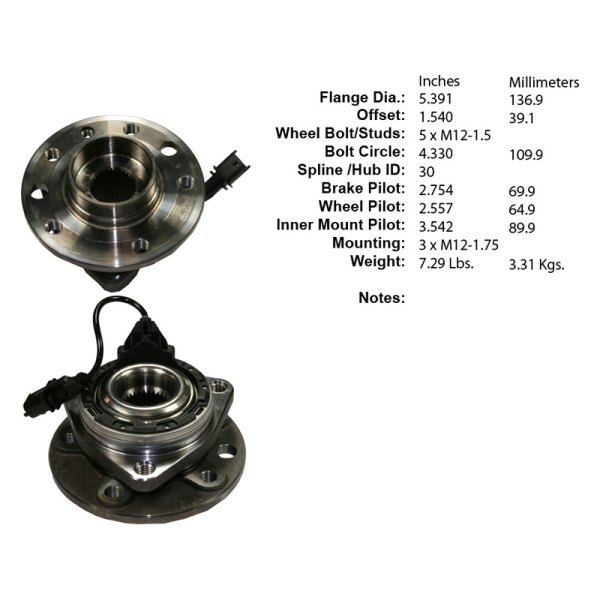 Centric® 400.38000 Premium™ Front Driver Side Driven Wheel Bearing