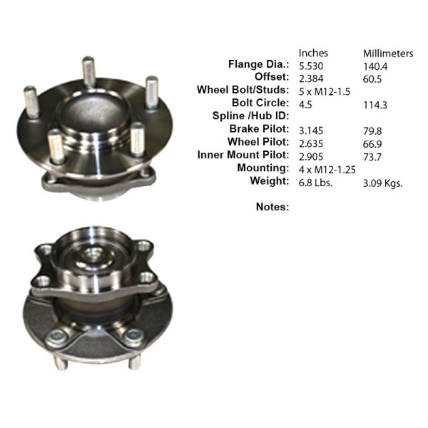 Centric® - Premium™ Rear Driver Side Non-Driven Wheel Bearing and Hub Assembly