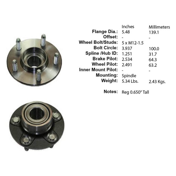 Centric® - Premium™ Rear Driver Side Non-Driven Wheel Bearing and Hub Assembly