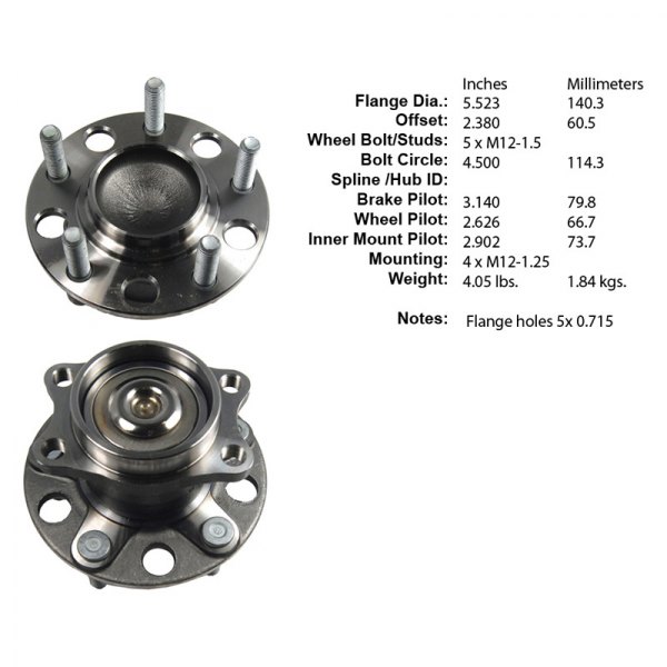 Centric® - Premium™ Rear Driver Side Non-Driven Wheel Bearing and Hub Assembly