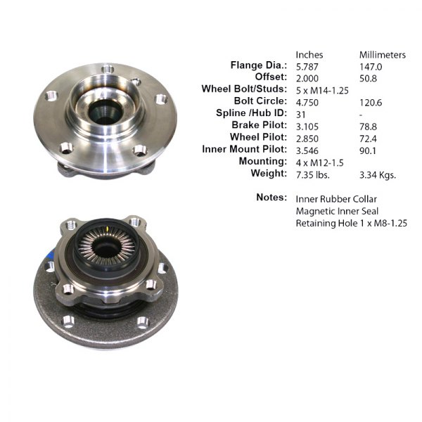 Centric® - Premium™ Front Passenger Side Non-Driven Wheel Bearing and Hub Assembly
