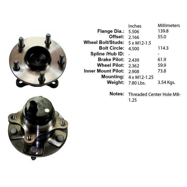 Centric® - C-Tek™ Front Driver Side Standard Non-Driven Wheel Bearing and Hub Assembly