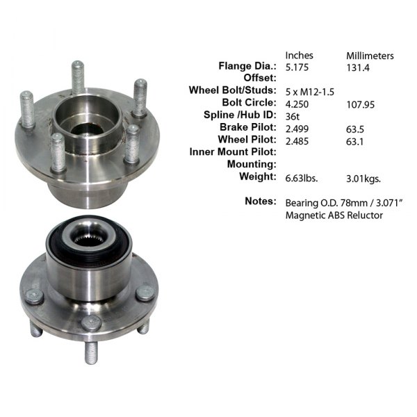 Centric® - Premium™ Front Passenger Side Driven Wheel Bearing and Hub Assembly