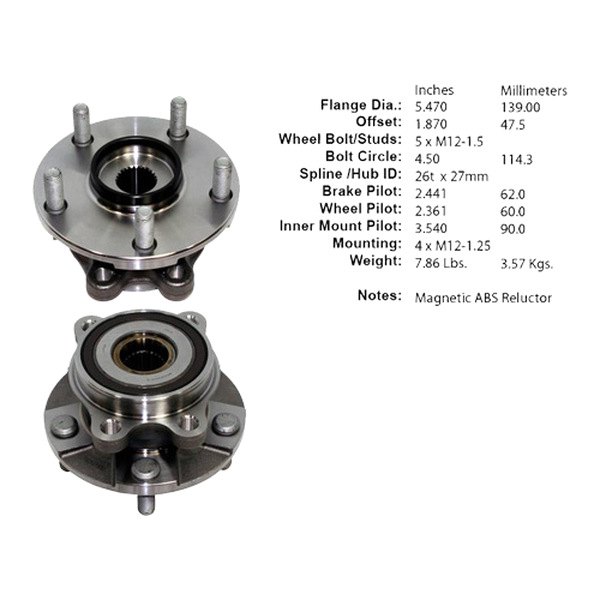 Centric® - Premium™ Front Driver Side Driven Wheel Bearing and Hub Assembly