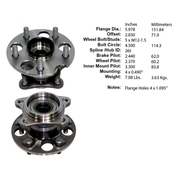Centric® - Premium™ Rear Driver Side Driven Wheel Bearing and Hub Assembly