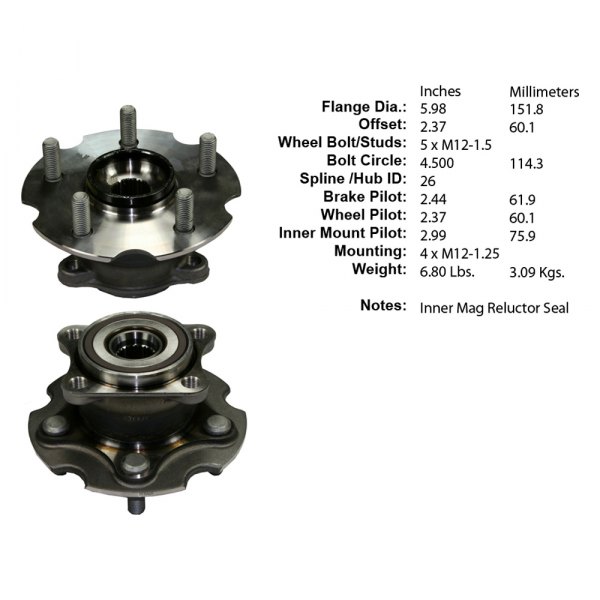 Centric® - Premium™ Rear Passenger Side Driven Wheel Bearing and Hub Assembly