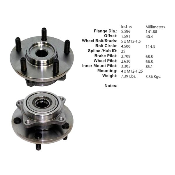 Axle Bearing and Hub Assembly-C-TEK Hubs Front Centric 400.22000E 