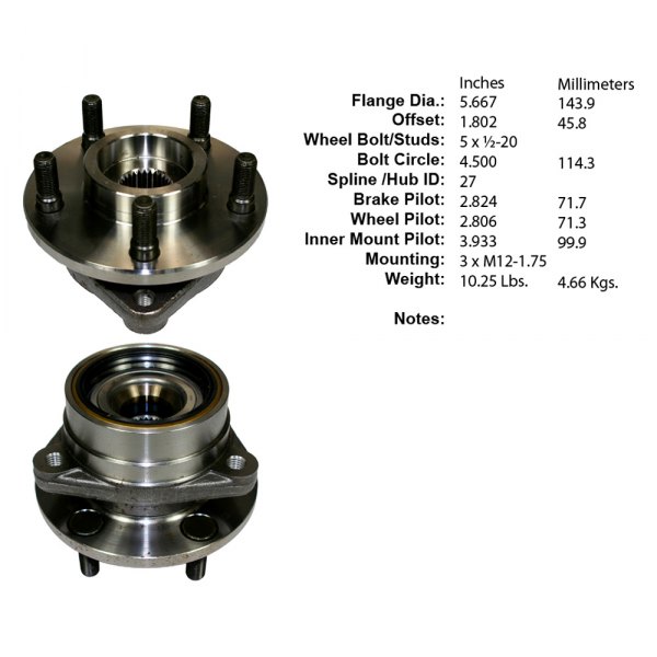 Centric® - Premium™ Front Passenger Side Driven Wheel Bearing and Hub Assembly
