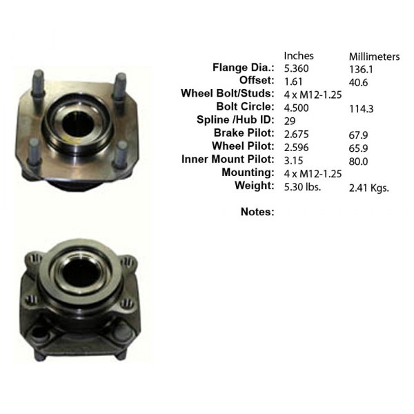Centric® 401.42000 Premium™ Front Passenger Side Driven Wheel Bearing