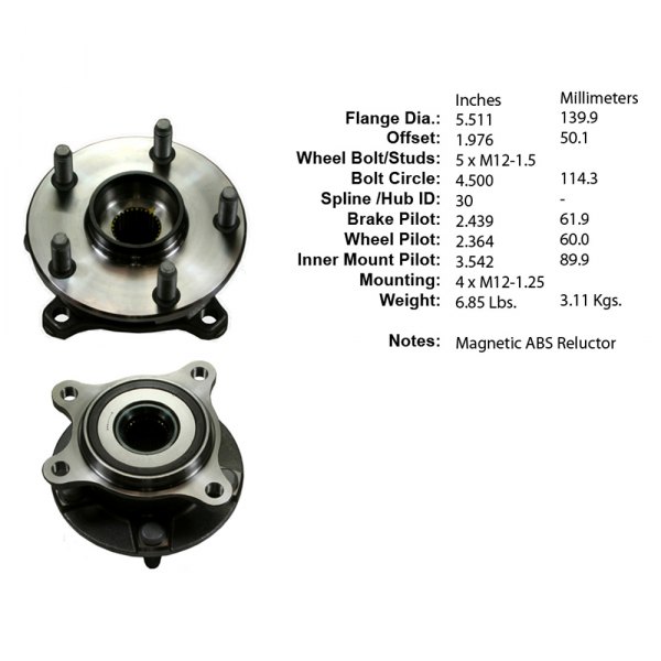 Centric® - Premium™ Front Driver Side Driven Wheel Bearing and Hub Assembly