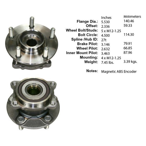 Centric® - Premium™ Rear Passenger Side Driven Wheel Bearing and Hub Assembly