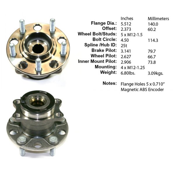 Centric® - Premium™ Rear Driver Side Driven Wheel Bearing and Hub Assembly