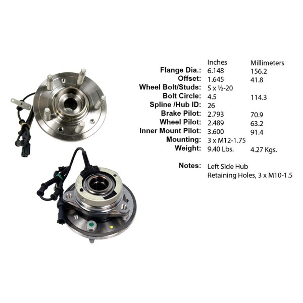 Centric® - Premium™ Front Driver Side Driven Wheel Bearing and Hub Assembly