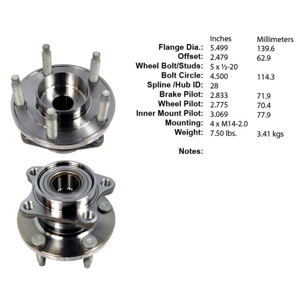 Centric® Lincoln MKX 2007 Premium™ Rear Wheel Bearing and Hub Assembly