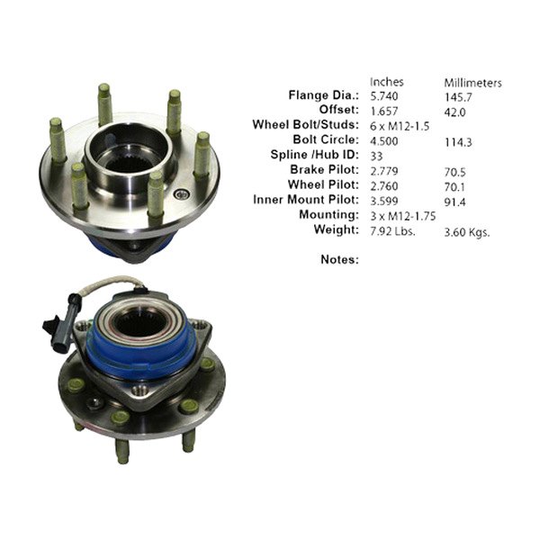 Centric® - C-Tek™ Front Driver Side Standard Driven Wheel Bearing and Hub Assembly