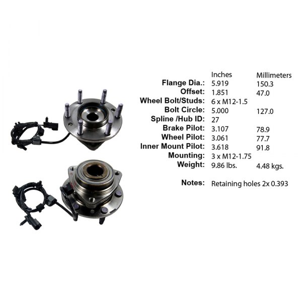 Centric® - Premium™ Front Driver Side Driven Wheel Bearing and Hub Assembly