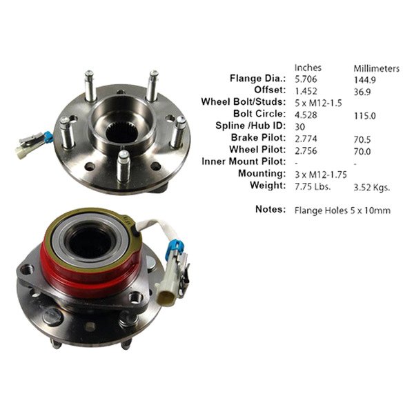 Centric® - Premium™ Front Driver Side Driven Wheel Bearing and Hub Assembly