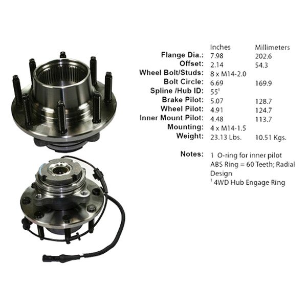 Centric® - C-Tek™ Front Driver Side Standard Driven Wheel Bearing and Hub Assembly