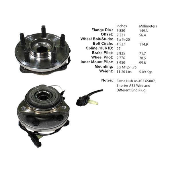 Centric® 402.65033 Premium™ Front Passenger Side Driven Wheel Bearing